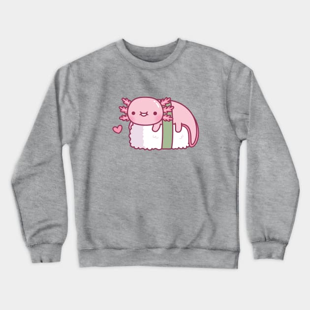 Cute Axolotl Sushi Doodle Funny Crewneck Sweatshirt by rustydoodle